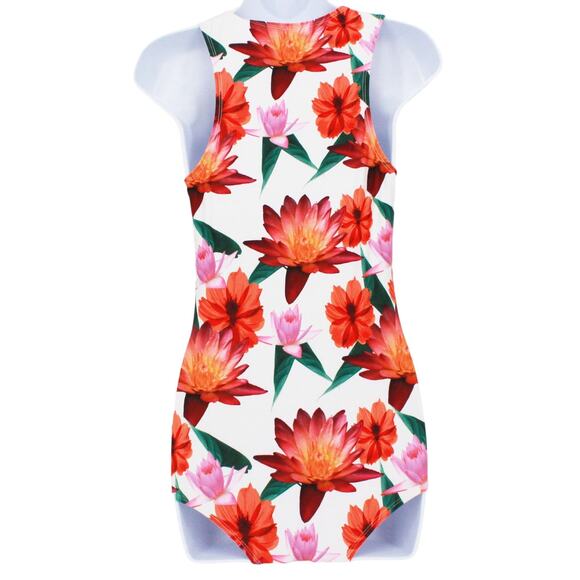 Swimsuit Classic Racer Style One Piece in Tropical Floral Size Small - Picture 5 of 7